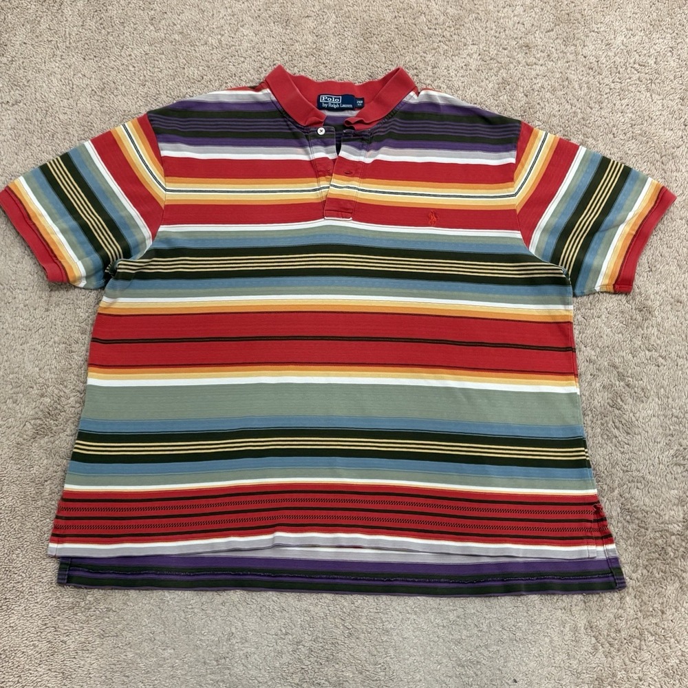 Polo Ralph Lauren Shirt Men 2XB Striped Aztec Southwestern Colorful Short Sleeve
